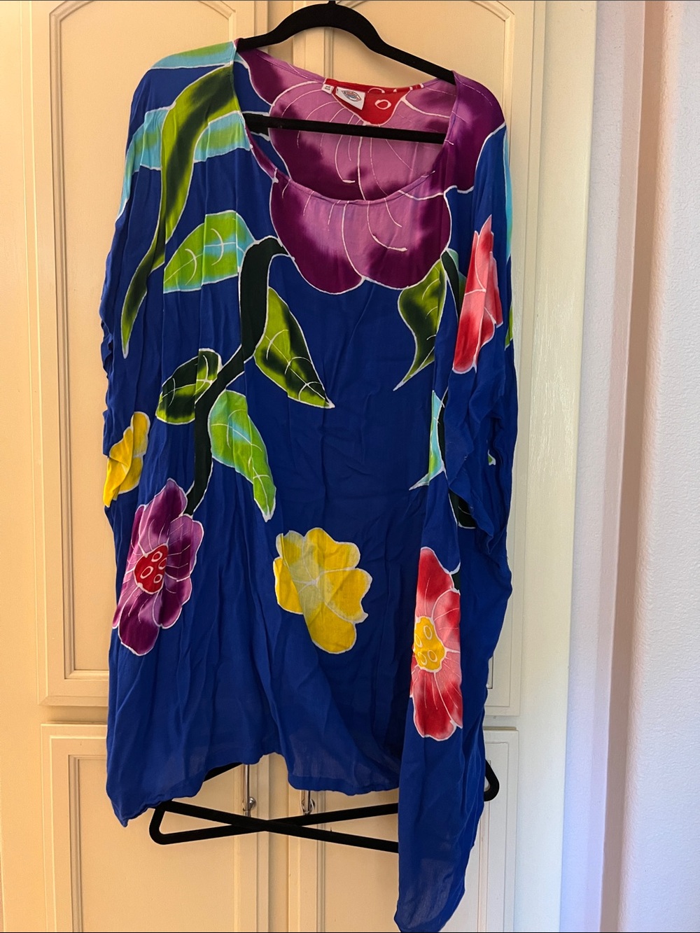 Bright Blue Floral swim suit cover up Top by